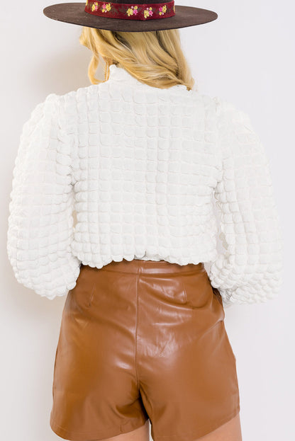 Green Bubble Textured Waffle Hoodie