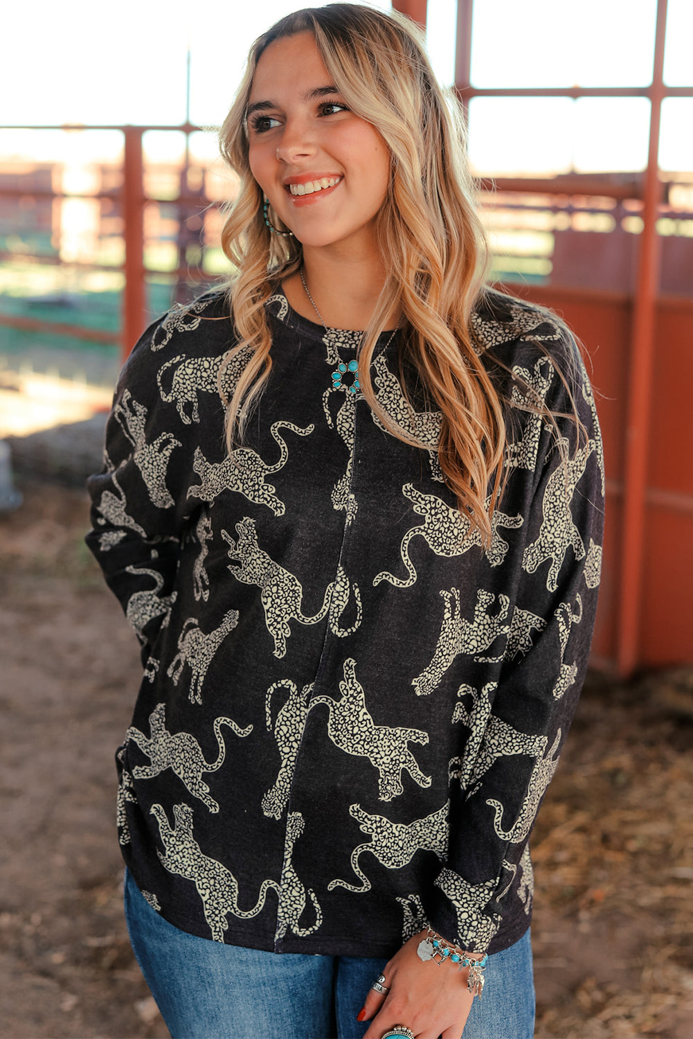 Red Sequined Christmas Favor Sleeve Casual Pullover