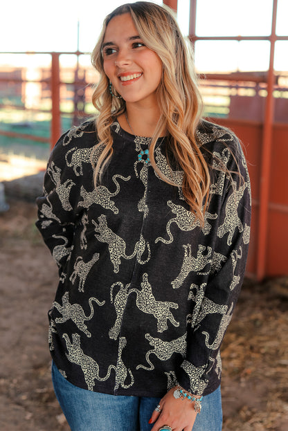Red Sequined Christmas Favor Sleeve Casual Pullover