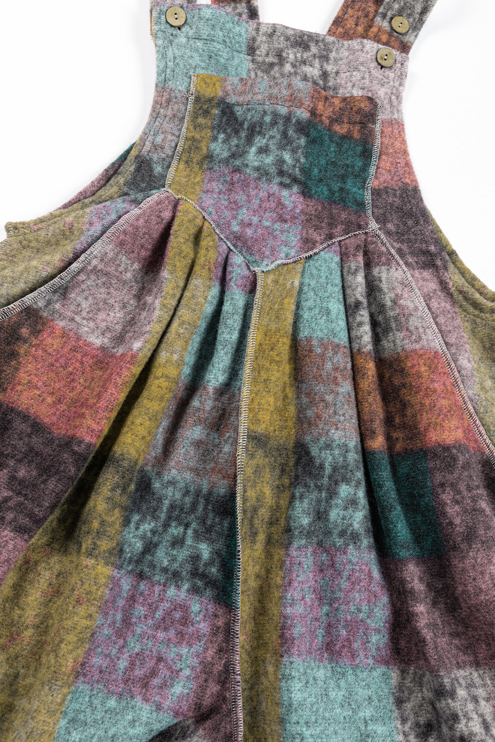 Multicolor Brushed Plaid Buttoned Pullover Oversized Hoodie