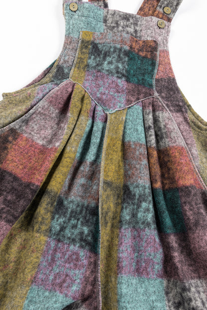 Multicolor Brushed Plaid Buttoned Pullover Oversized Hoodie