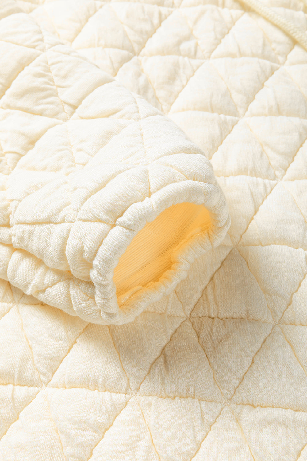 Coffee Solid Color Quilted Kangaroo Pocket Hoodie