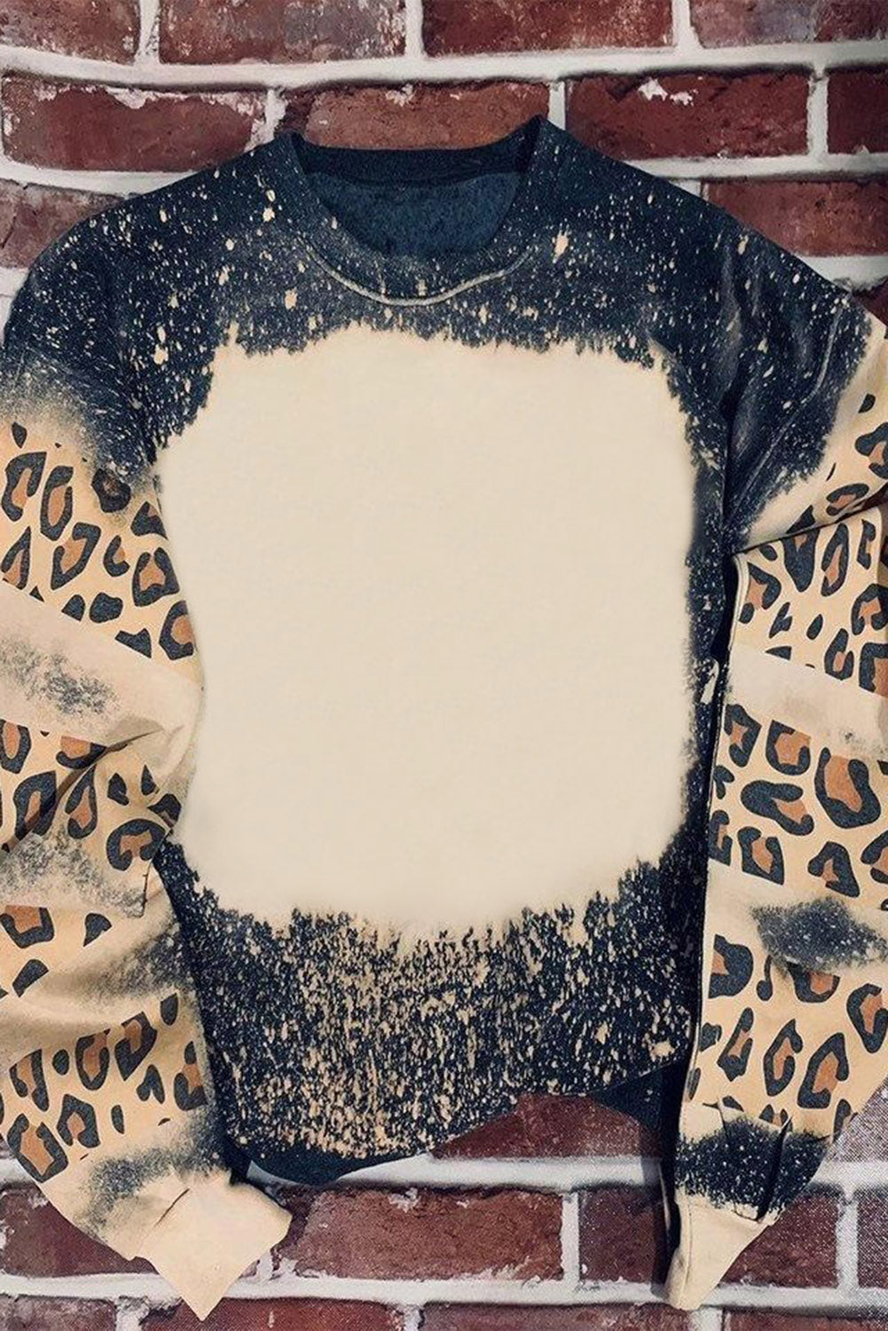 Black Believe Santa Claus Bleach Print Graphic Sweatshirt