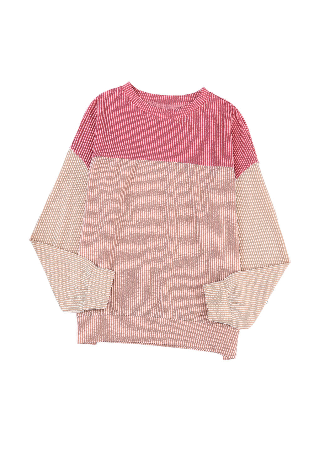 Mineral Red Plus Size Ribbed Colorblock Long Sleeve Top