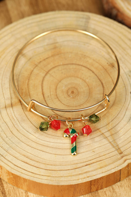 Green Christmas Tree Cane Beading Pendant Bracelet