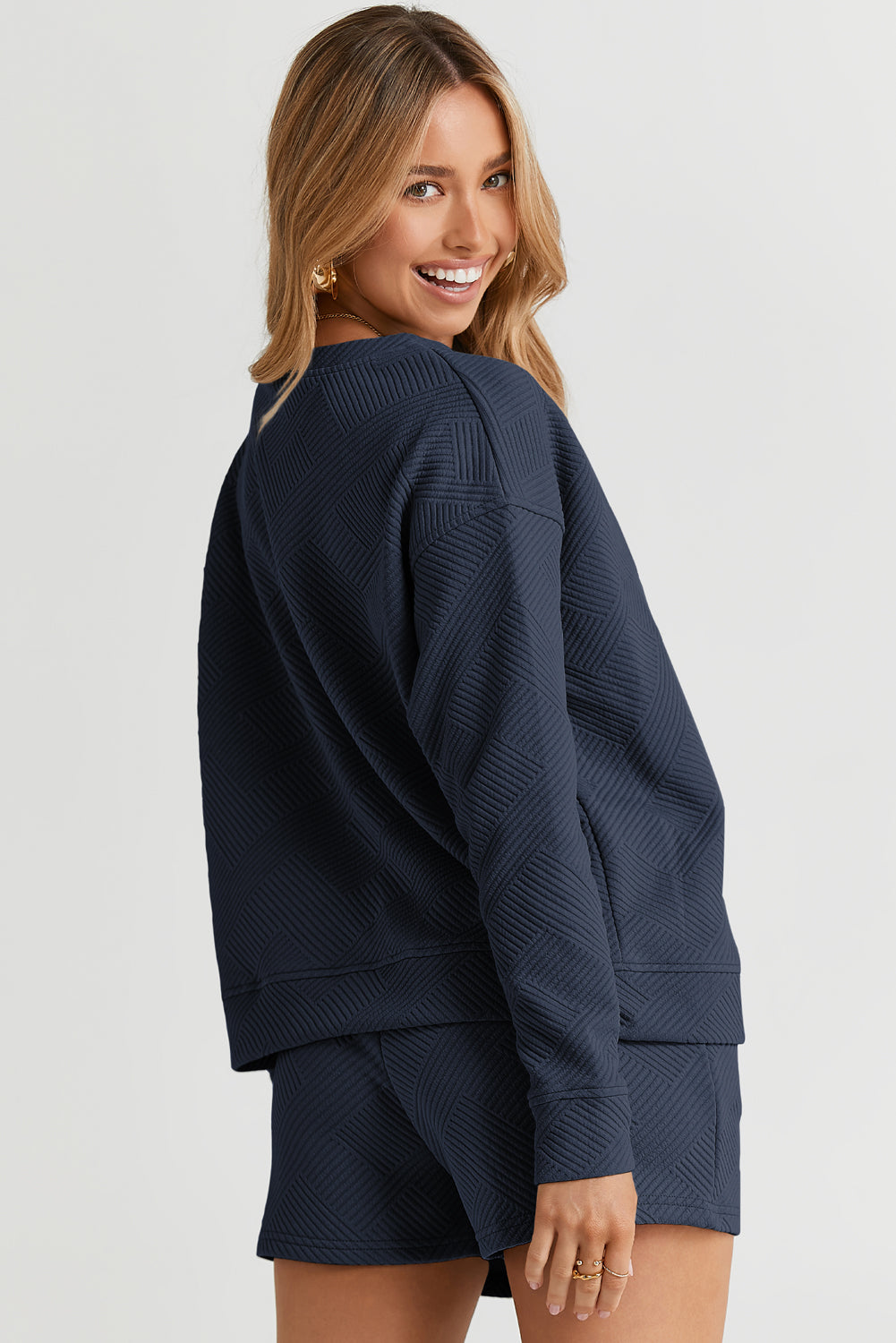 Black Ultra Loose Textured 2pcs Slouchy Outfit
