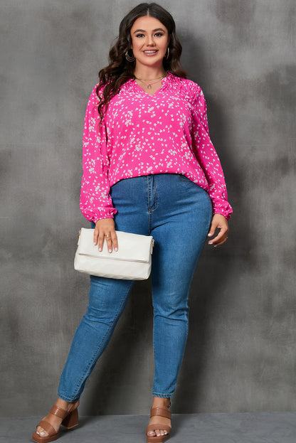 Yellow Split Neck Fall Printed Crinkled Blouse