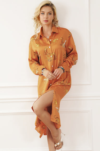 Lively Tiger Print Casual Sweatshirt