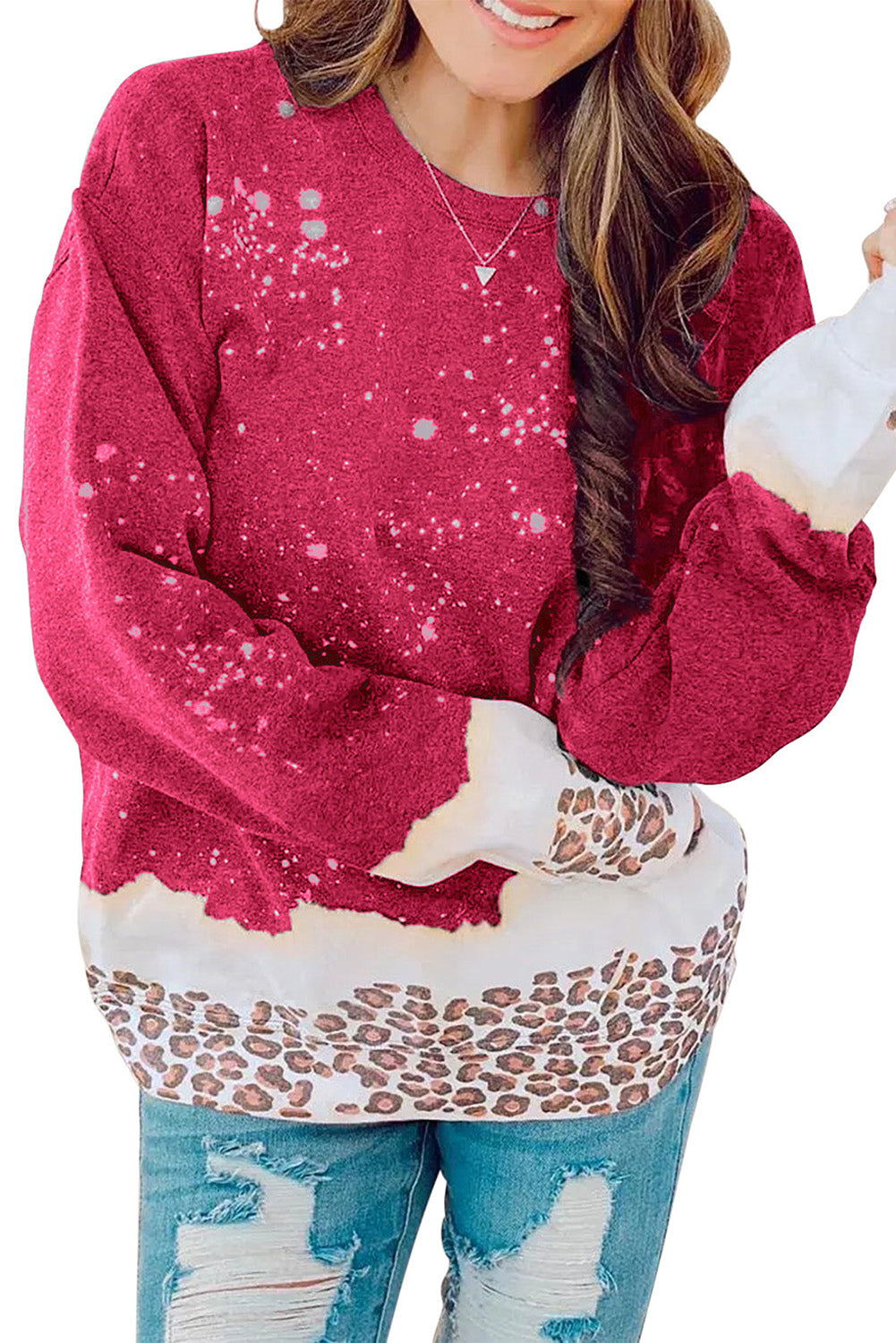 Black Christmas Santa Claus Leopard Print Graphic Sweatshirt