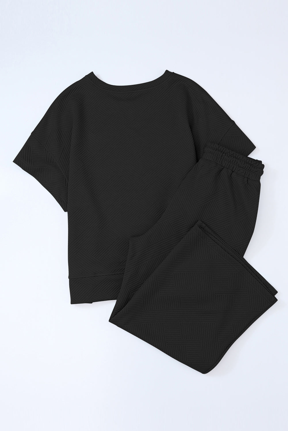Black Ultra Loose Textured 2pcs Slouchy Outfit
