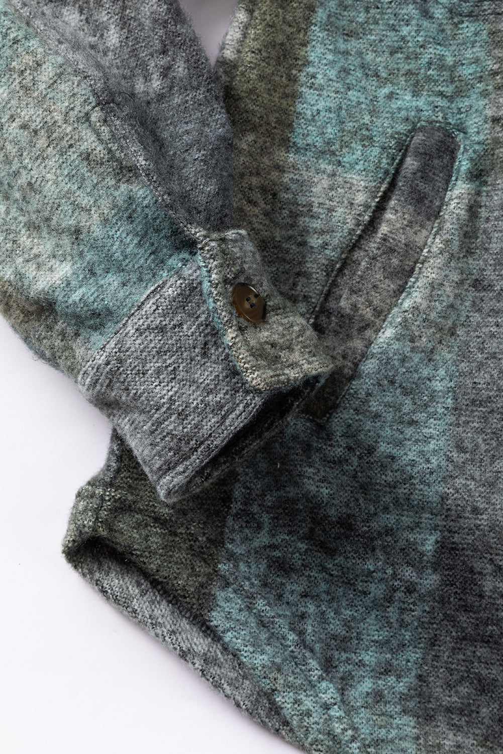 Multicolor Brushed Plaid Buttoned Pullover Oversized Hoodie