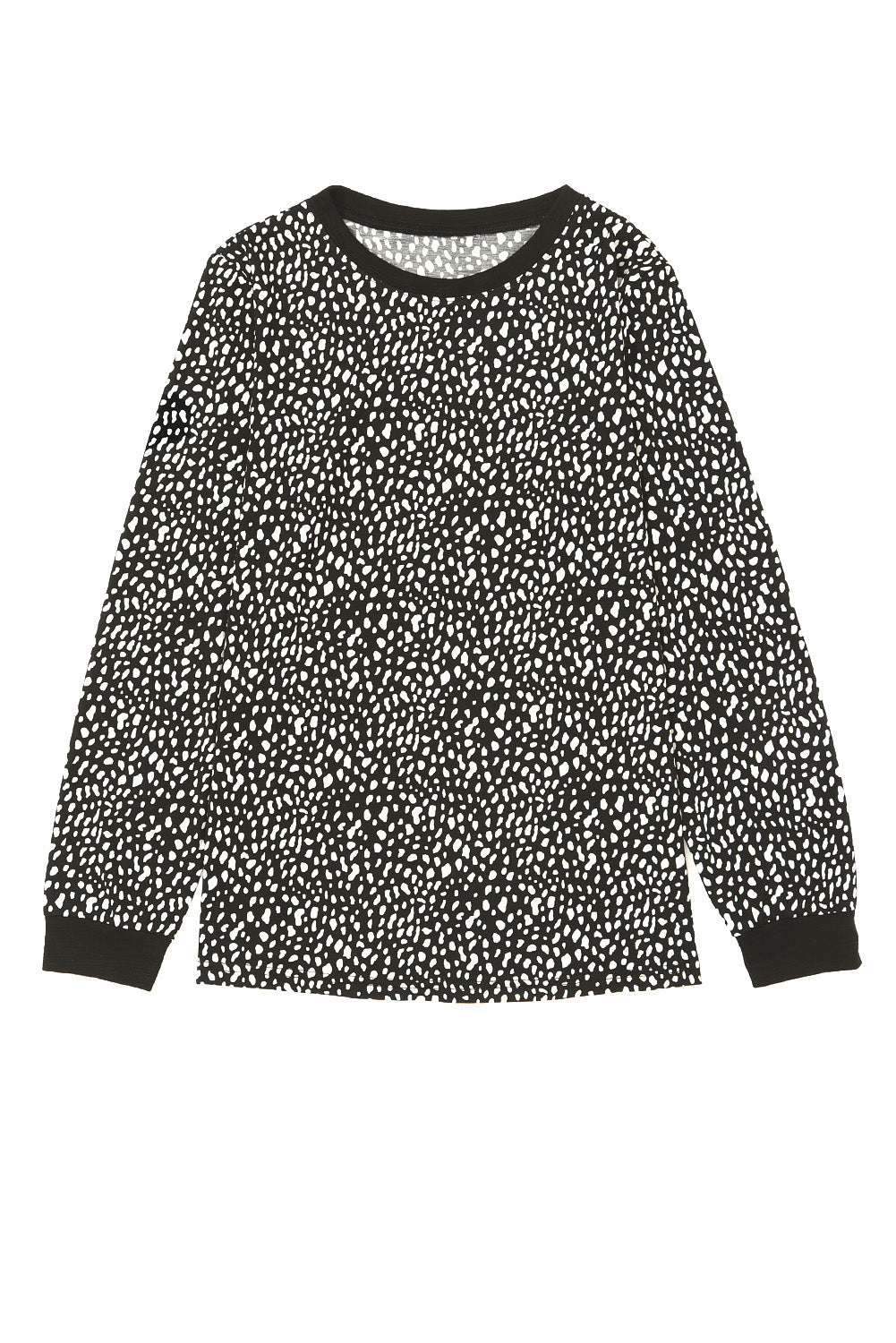Animal Spotted Print Round Neck Long Sleeve Top