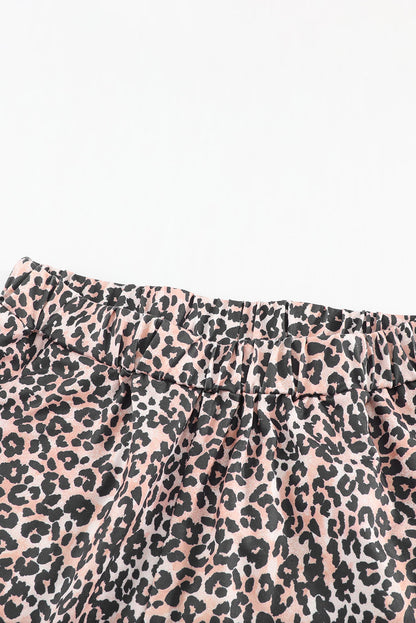 Leopard Christmas Santa Claus Leopard Print Two Piece Lounge Set