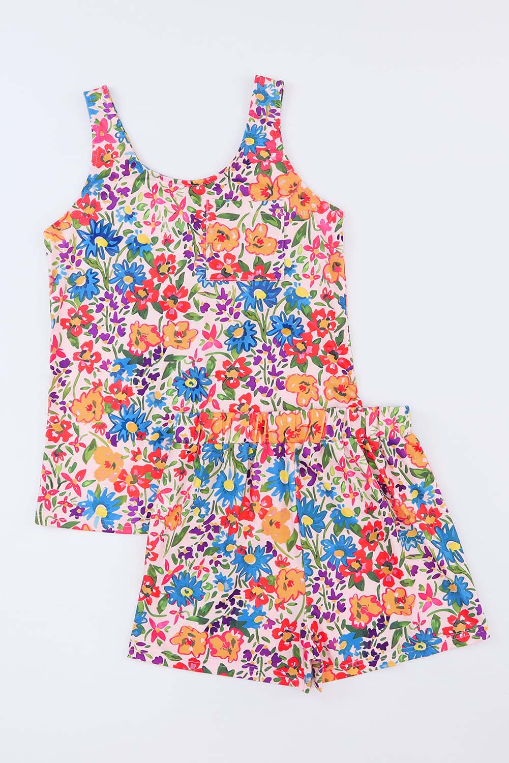 Multicolor Long Floral Print Short Sleeve Holiday Dress