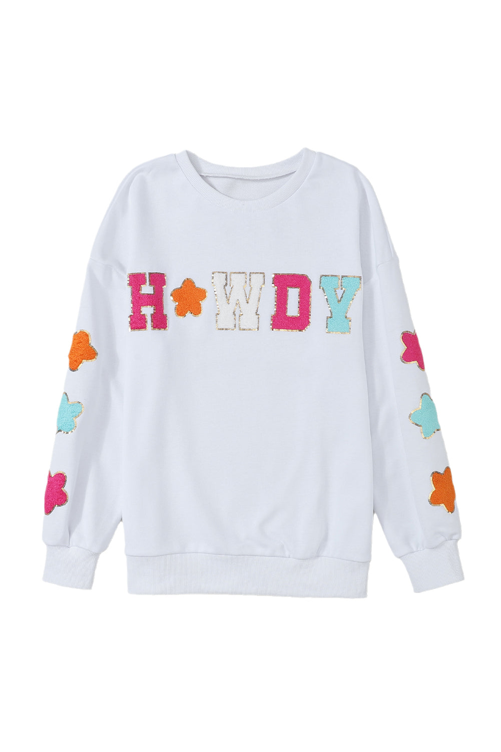Black Glitter Howdy Patch Graphic Casual Sweatshirt
