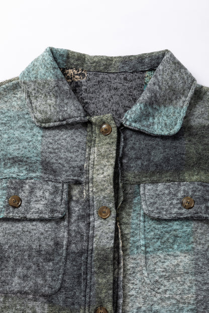 Multicolor Brushed Plaid Buttoned Pullover Oversized Hoodie