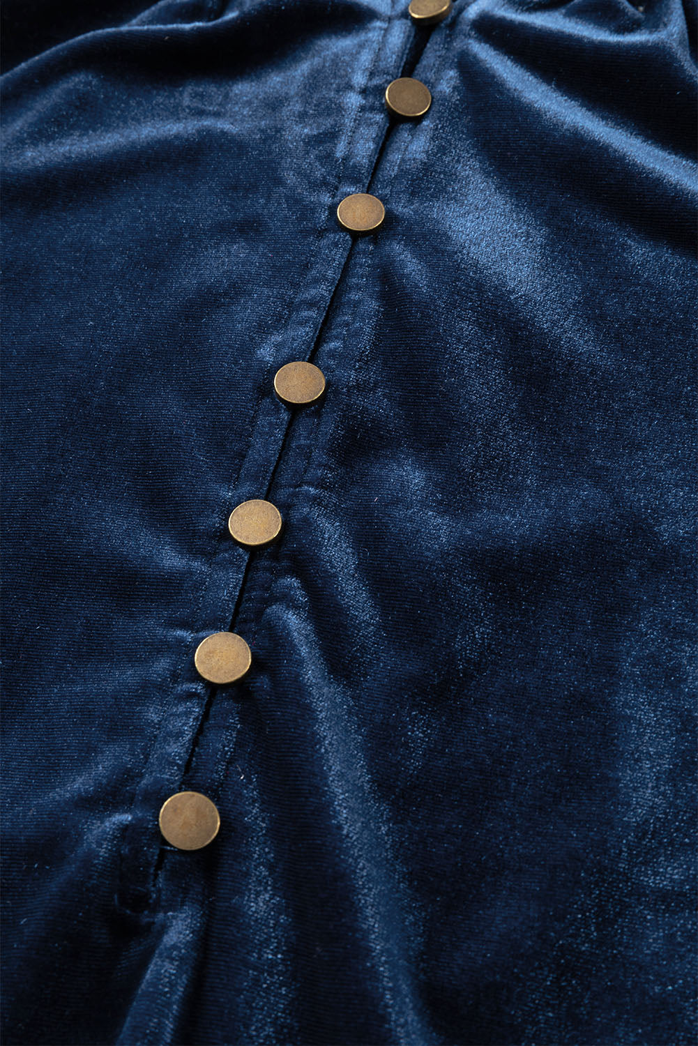 Burgundy Frilled Neck Buttoned Front Velvet Top