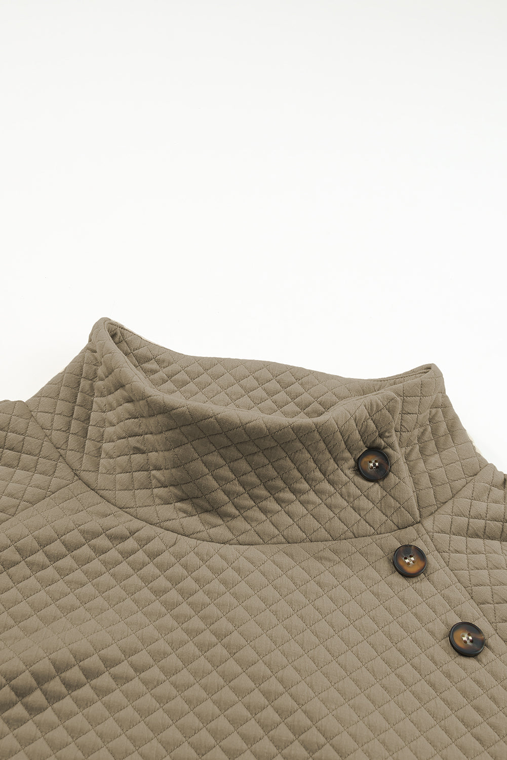 Black Solid Half Zipper Quilted Pullover Sweatshirt