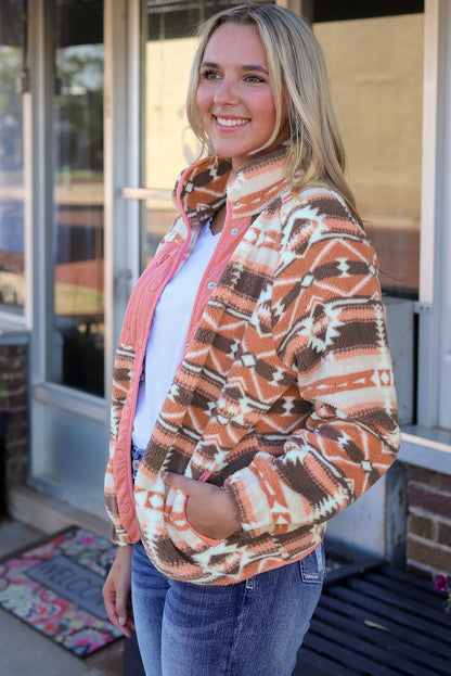 Black Western Colorblock Snap Buttoned Sherpa Jacket