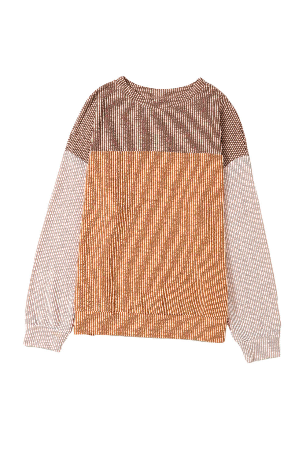 Mineral Red Plus Size Ribbed Colorblock Long Sleeve Top