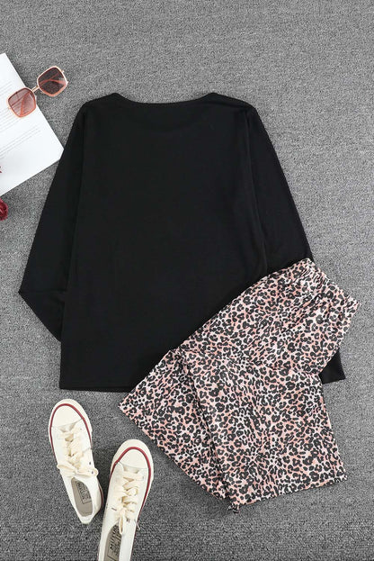 Leopard Christmas Santa Claus Leopard Print Two Piece Lounge Set