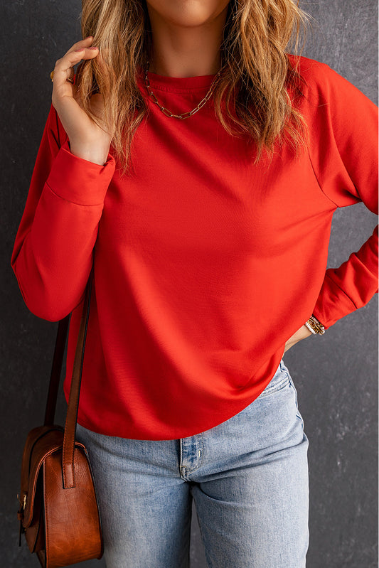 Fiery Red MERRY and BRIGHT Xmas Tree Print Sweatshirt