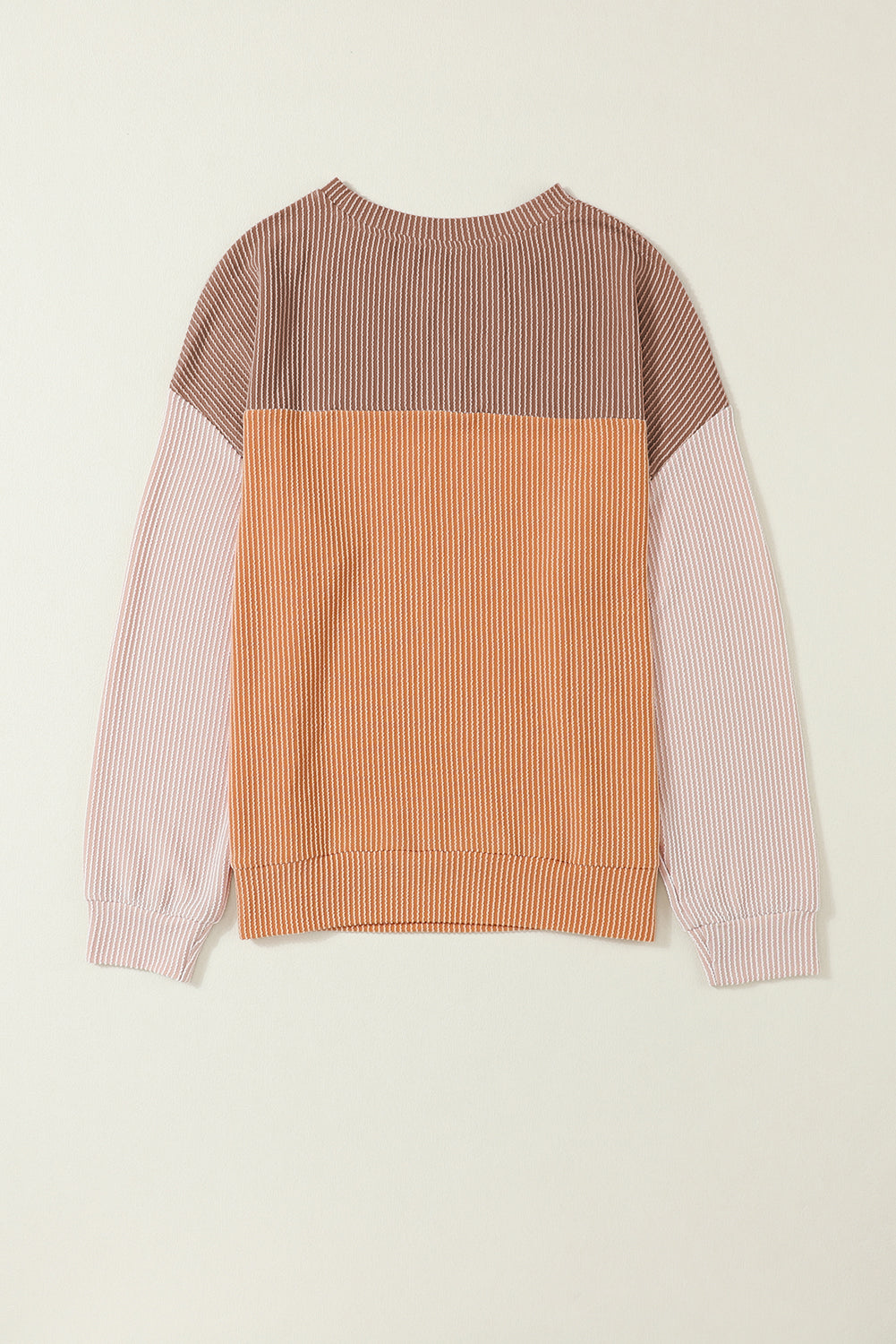 Mineral Red Plus Size Ribbed Colorblock Long Sleeve Top