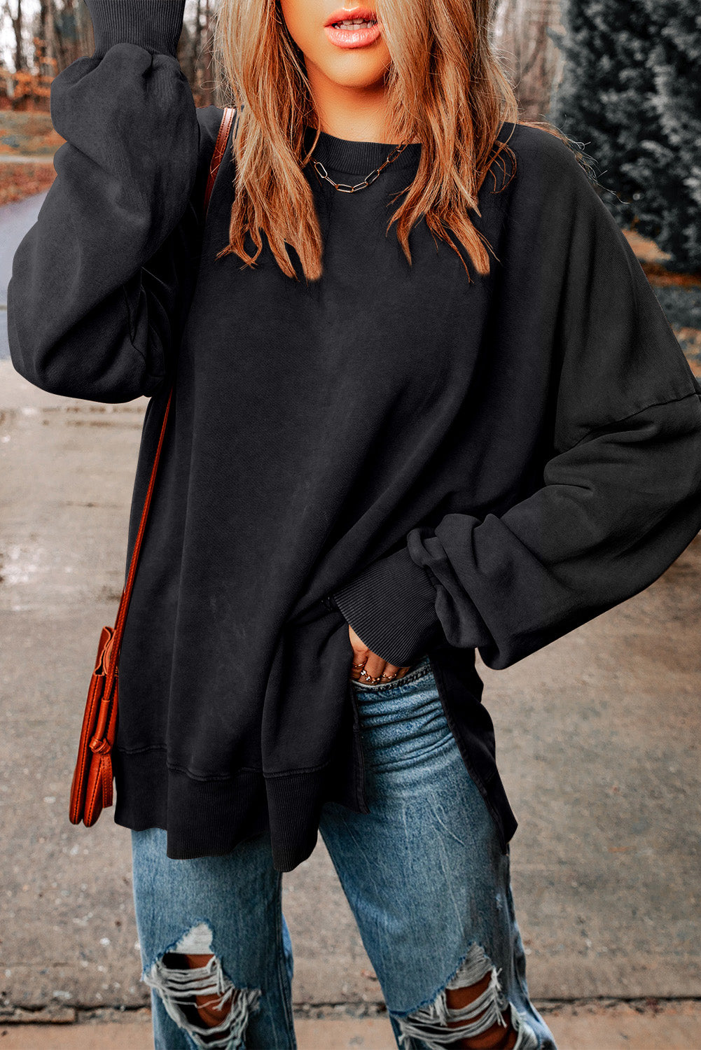 Black Merry Christmas Leopard Trees Graphic Sweatshirt