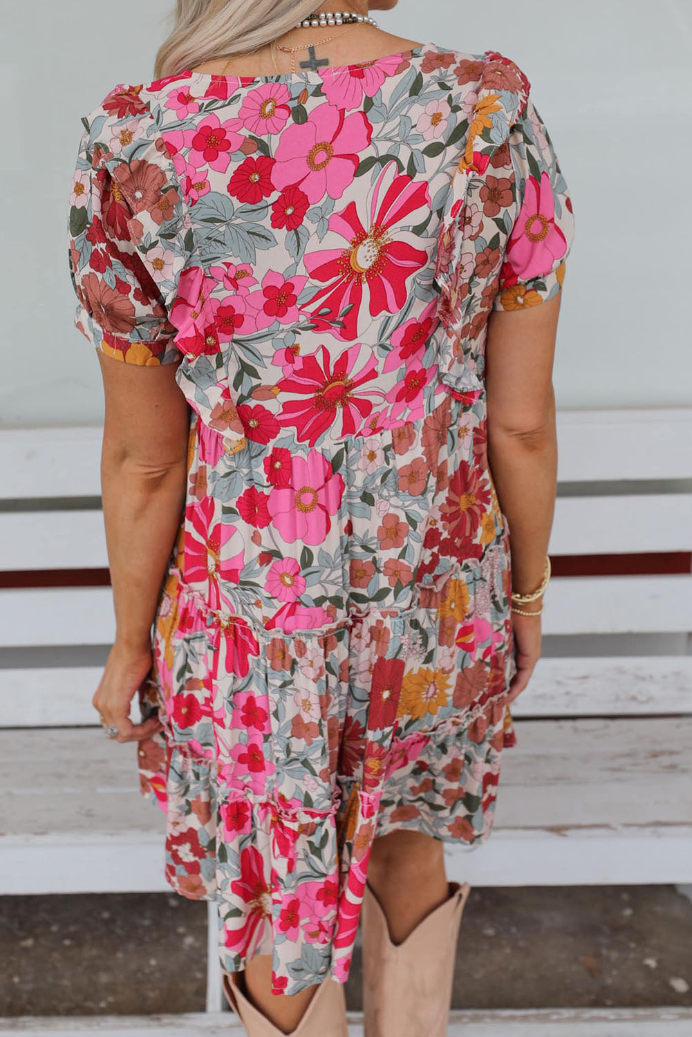 Oatmeal Boho Floral Smocked Waist Super Loose Pants