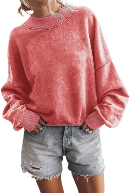 Green Drop Shoulder Crew Neck Pullover Sweatshirt