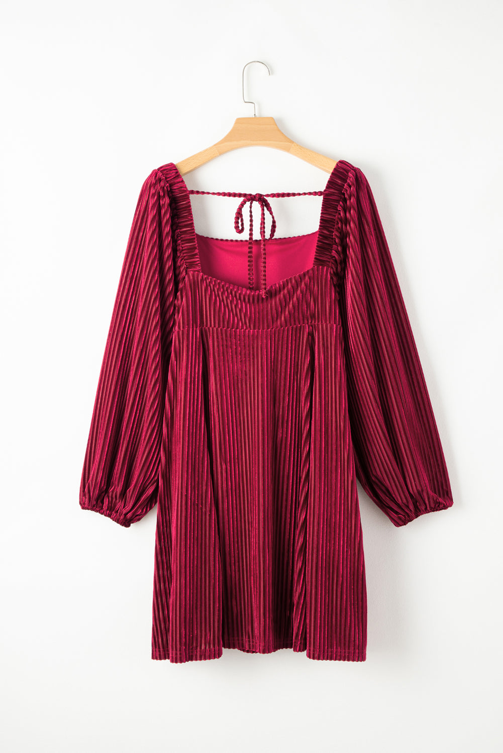 Pink Smocked Ribbed Velvet Babydoll Top