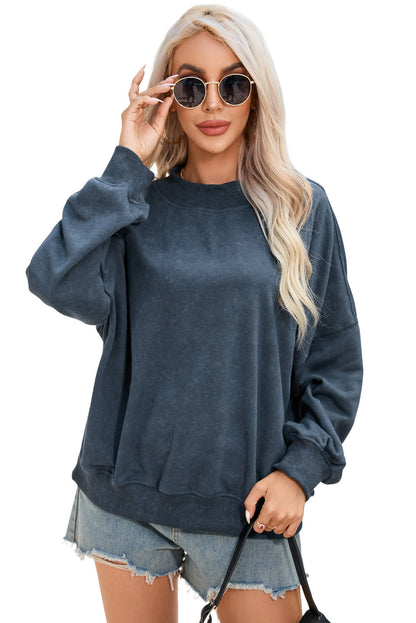 Green Drop Shoulder Crew Neck Pullover Sweatshirt