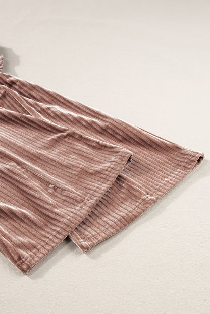 Chestnut Solid Color High Waist Flare Corduroy Pants