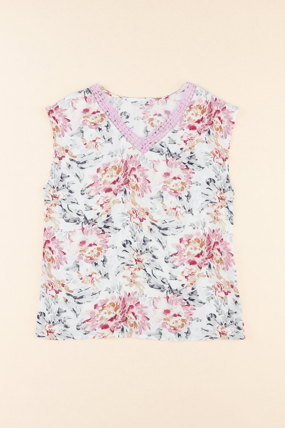 White Floral Patchwork Ribbed Maxi Dress with Pockets