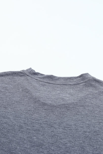 Black Solid Color Crew Neck Tee
