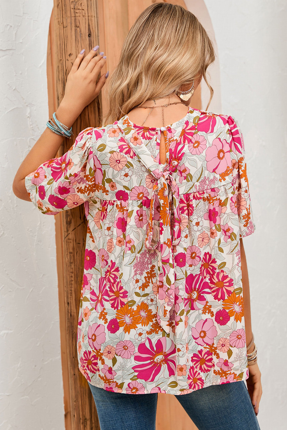 Oatmeal Boho Floral Smocked Waist Super Loose Pants