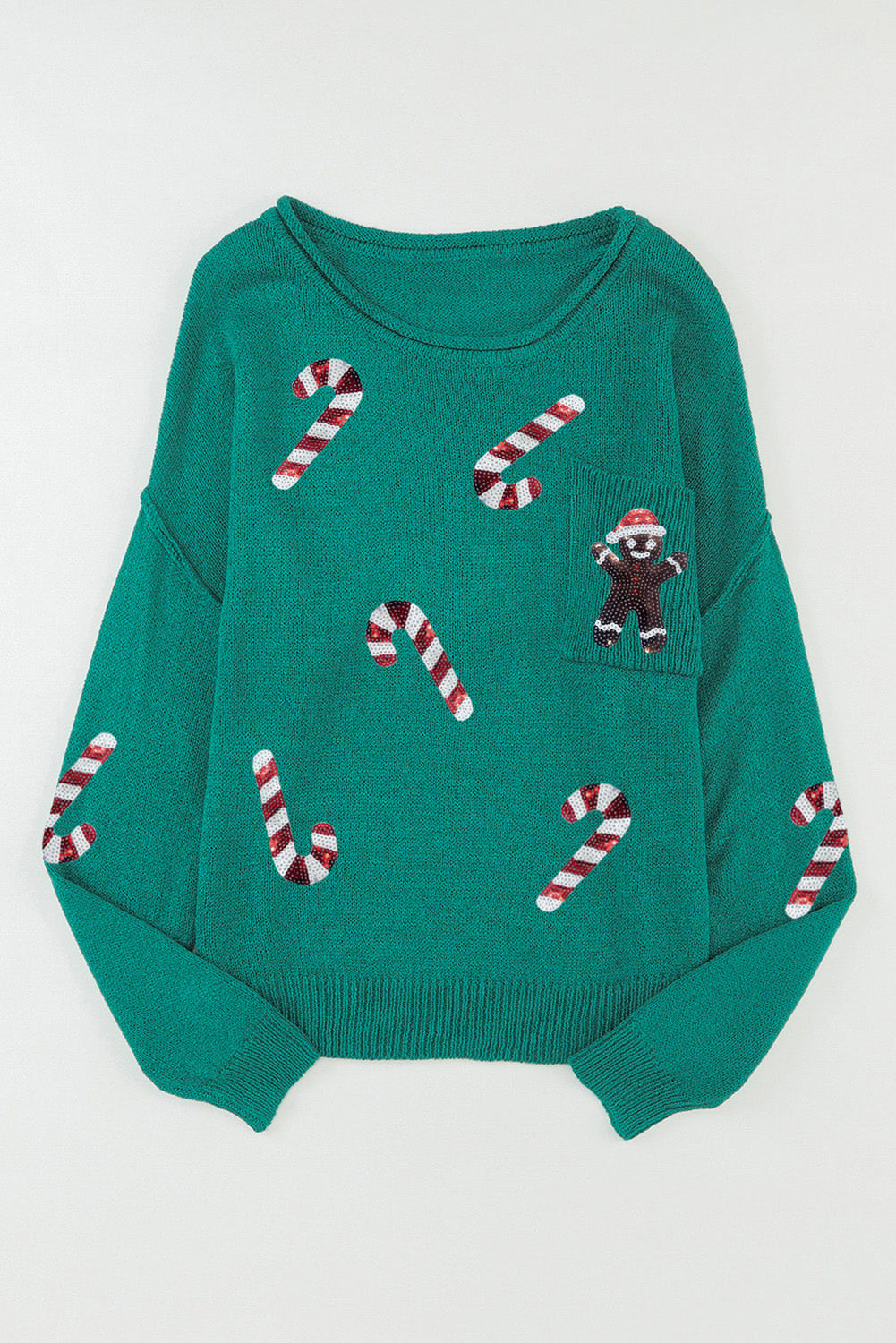 Fiery Red Sequined Christmas Tree Raglan Sleeve Sweatshirt