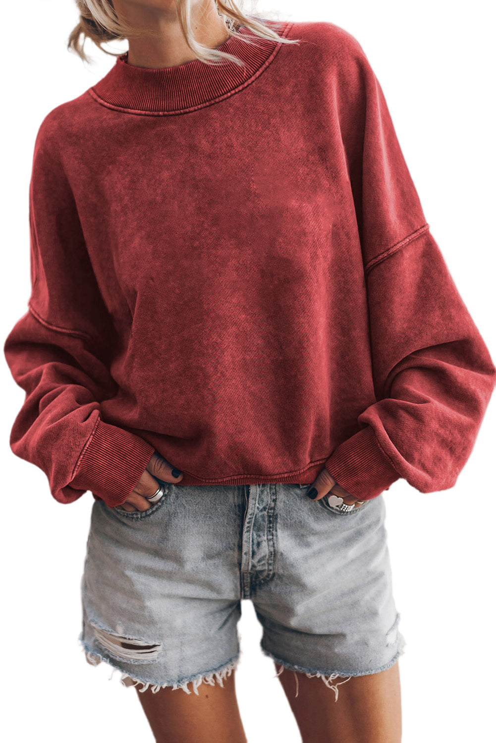 Green Drop Shoulder Crew Neck Pullover Sweatshirt