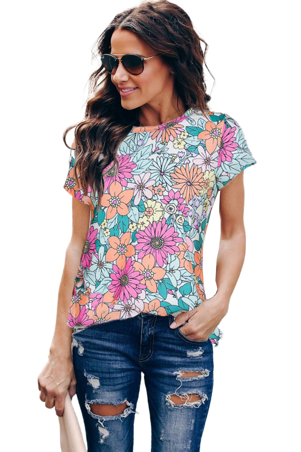 Fiery Red Round Neck Sleeveless Floral Mini Dress