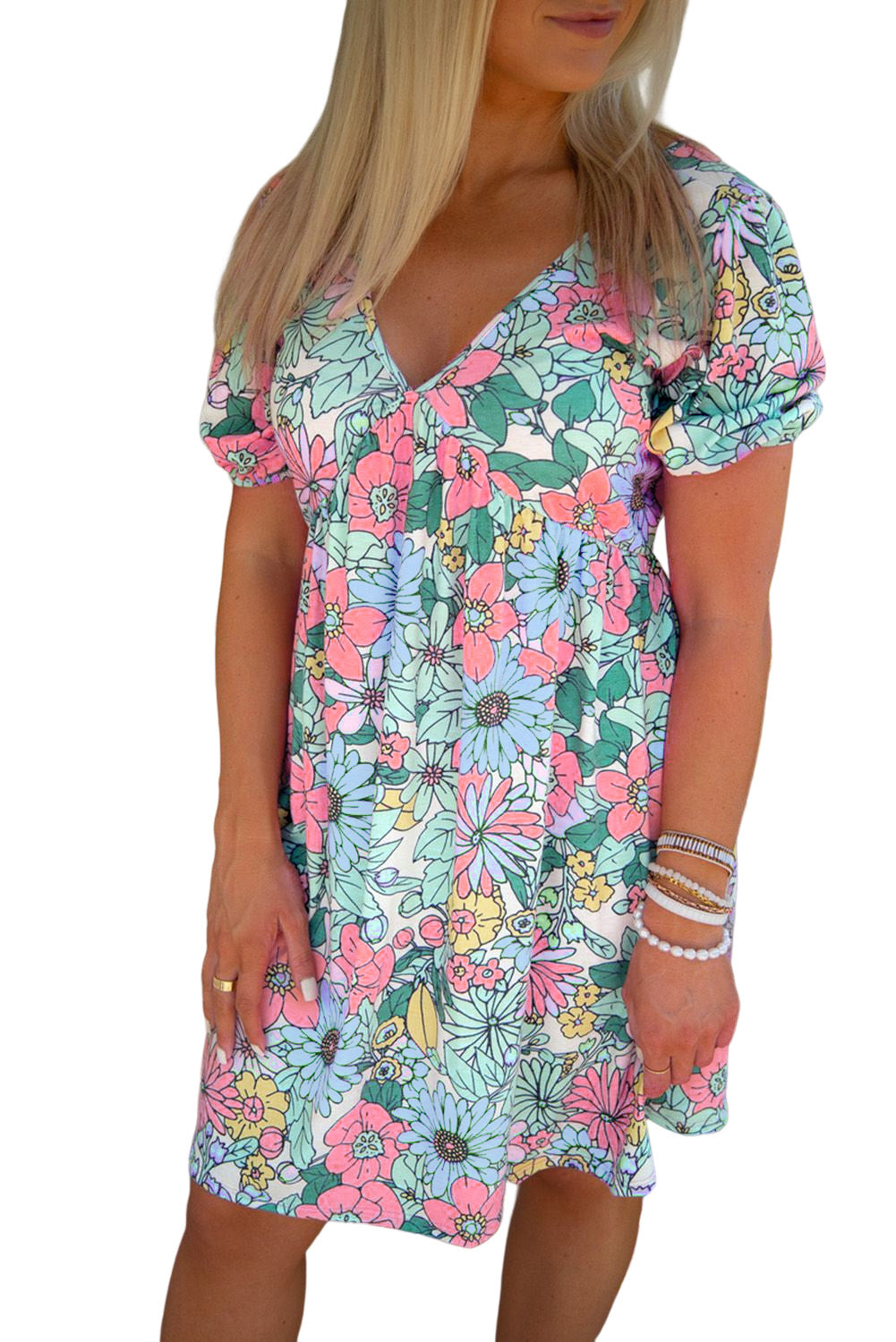 Fiery Red Round Neck Sleeveless Floral Mini Dress