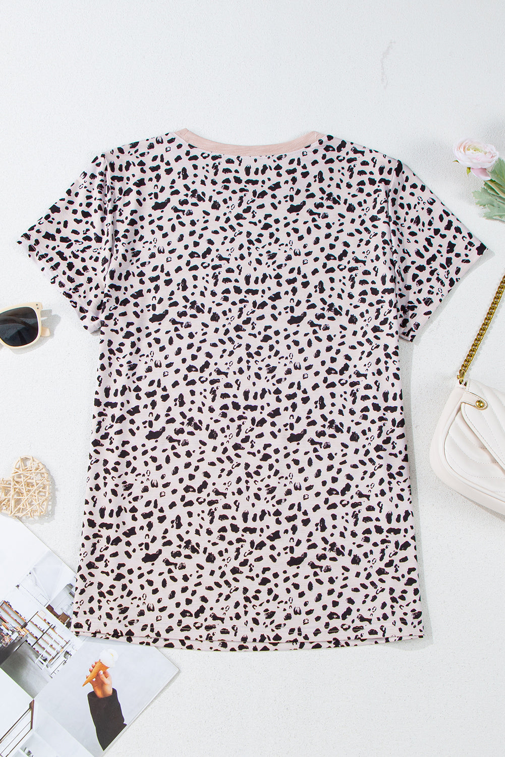 Animal Spotted Print Round Neck Long Sleeve Top