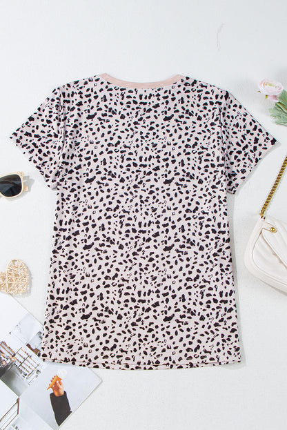 Animal Spotted Print Round Neck Long Sleeve Top