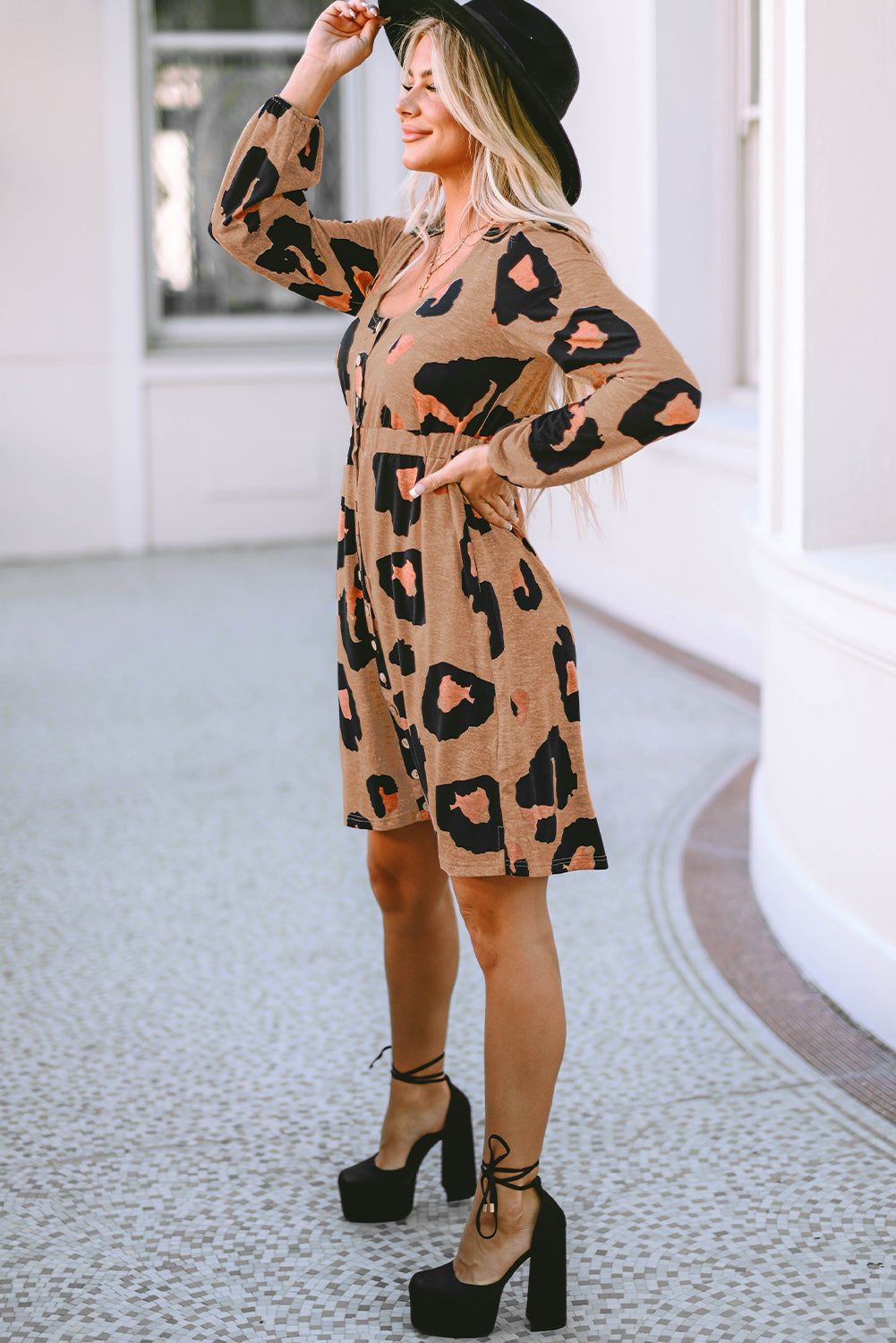 Leopard Print Long Sleeve Loose Top