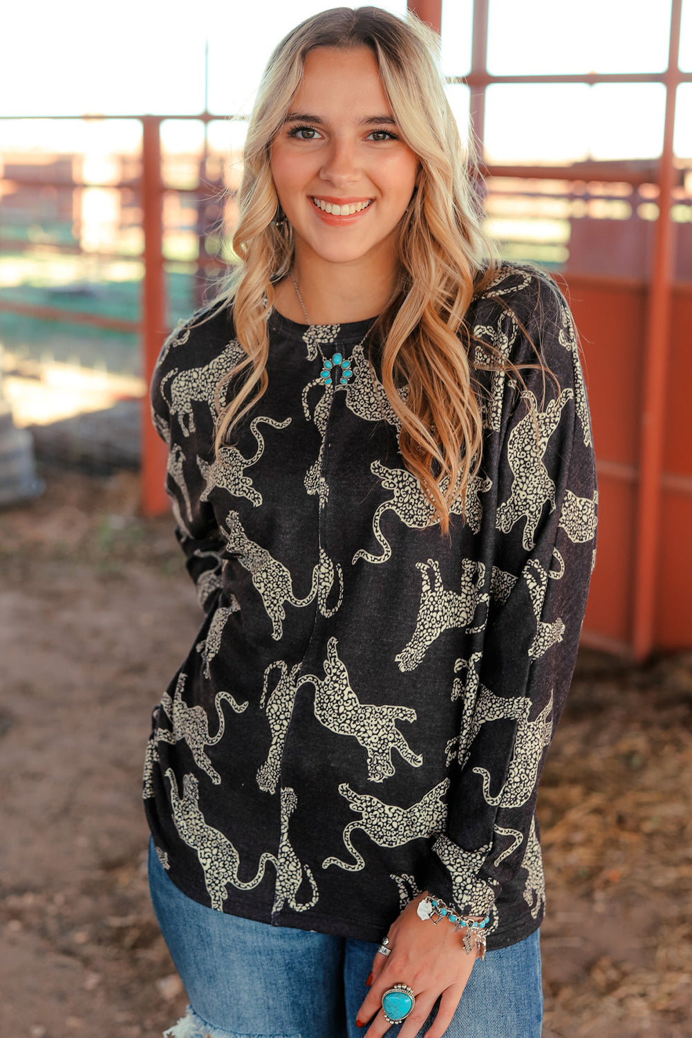 Red Sequined Christmas Favor Sleeve Casual Pullover