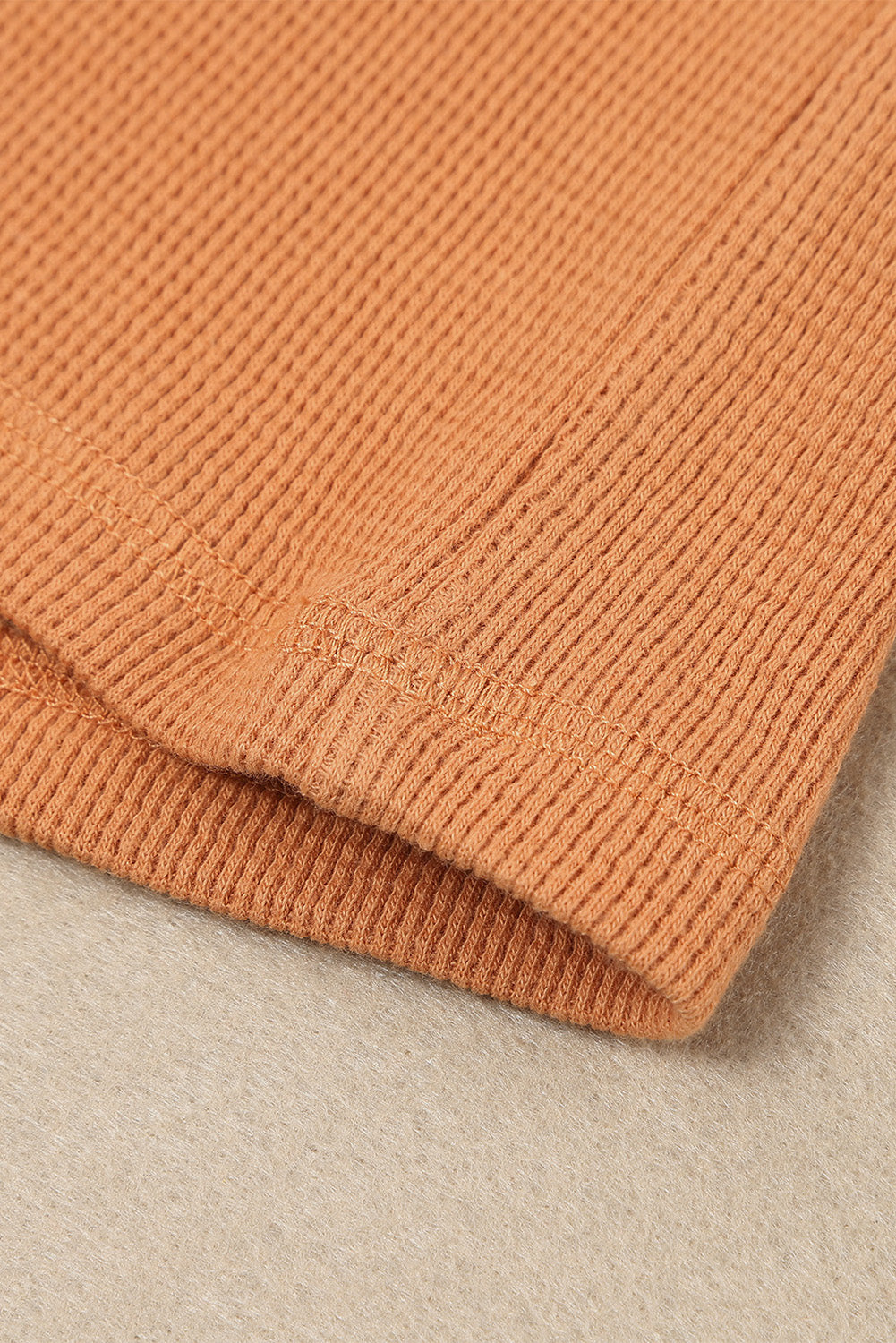 White Waffle Knit Henley Top