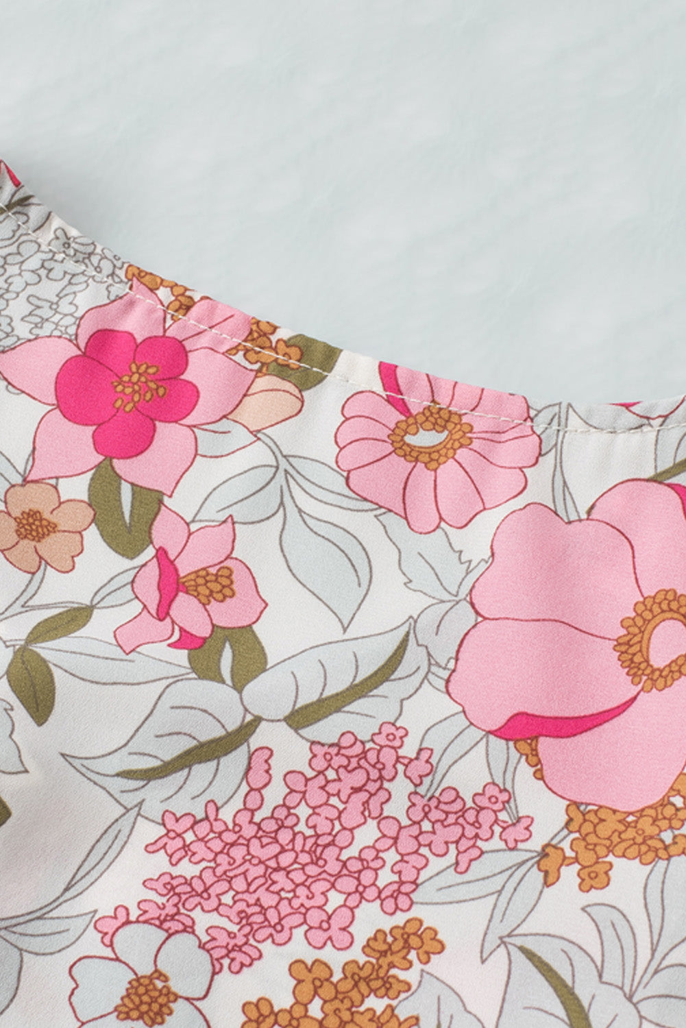 Oatmeal Boho Floral Smocked Waist Super Loose Pants