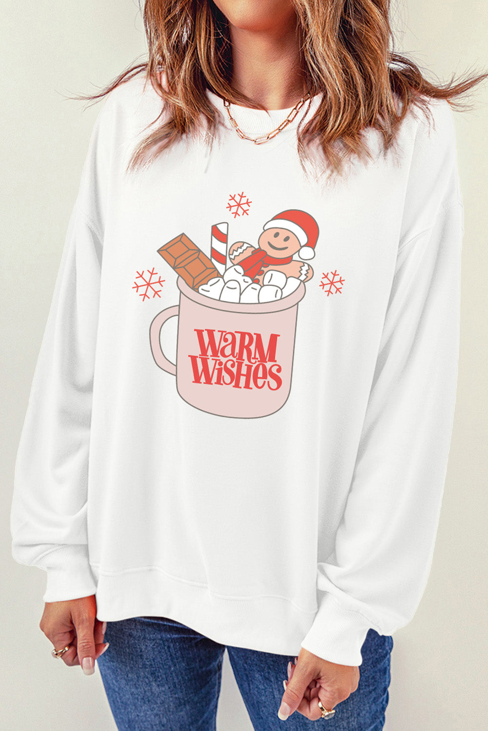 Pink MERRY Alphabet Print Loose Fit Christmas Sweatshirt