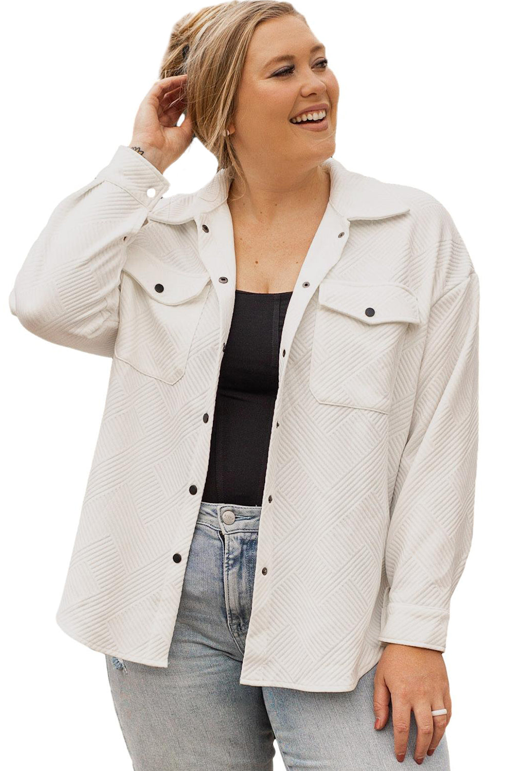 Khaki Solid Textured Flap Pocket Buttoned Shacket