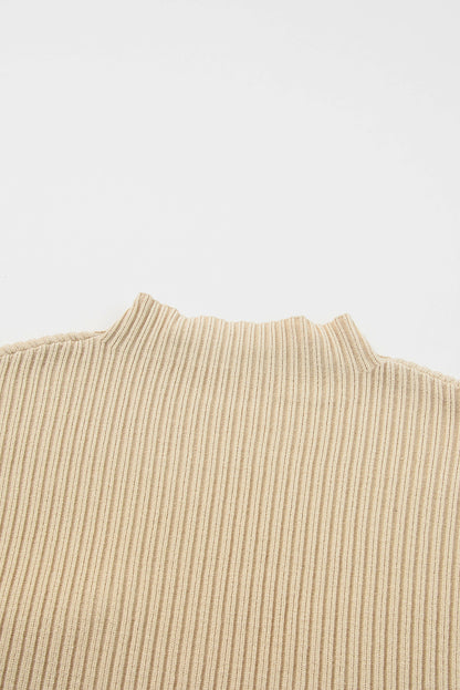 Blackish Green Patch Pocket Ribbed Knit Short Sleeve Sweater