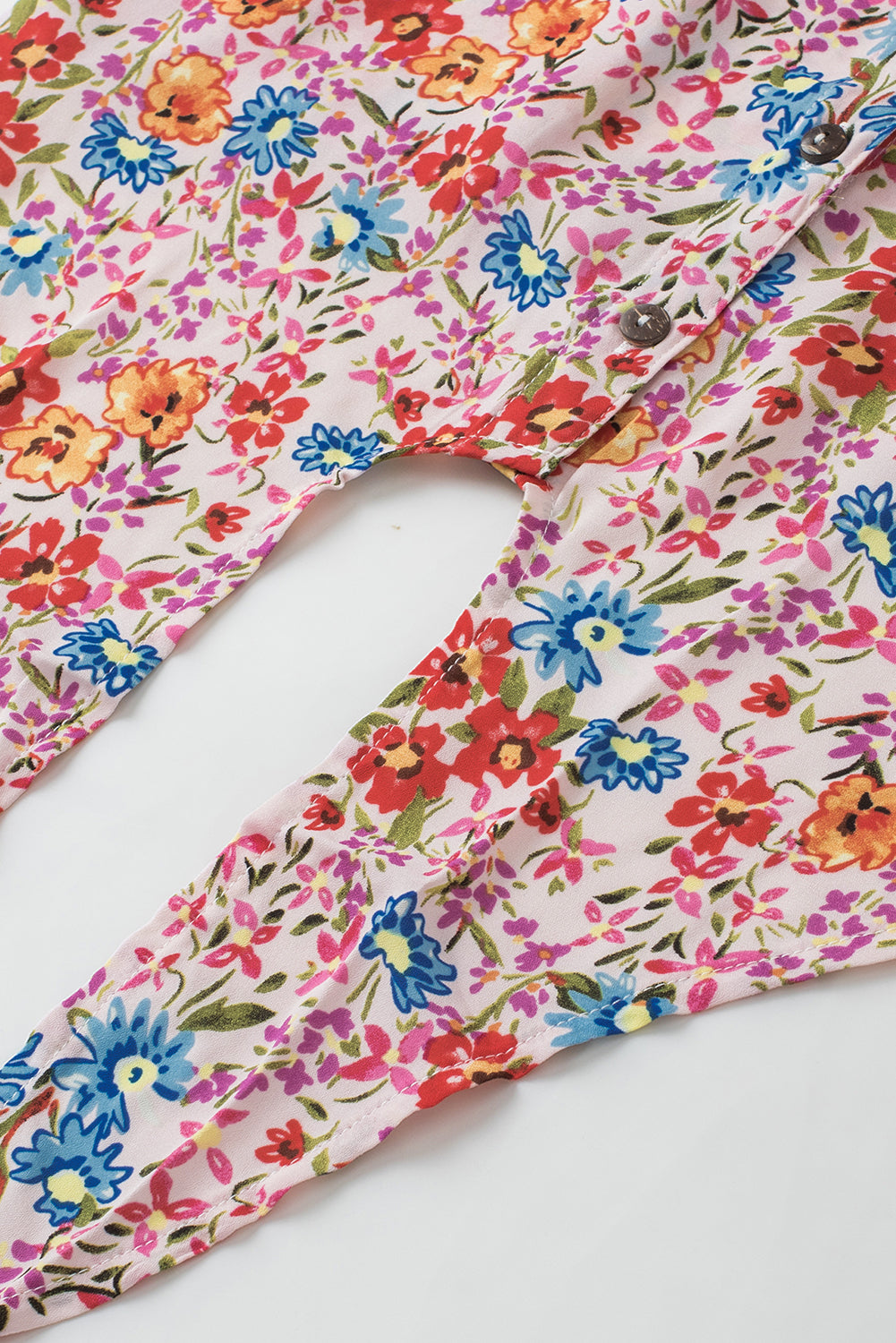Multicolor Long Floral Print Short Sleeve Holiday Dress